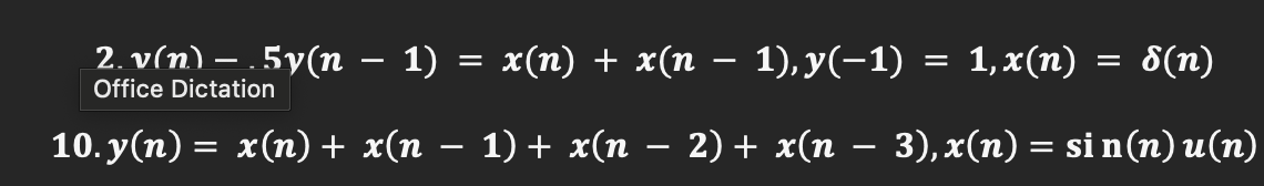 Consider the following difference equations. Find