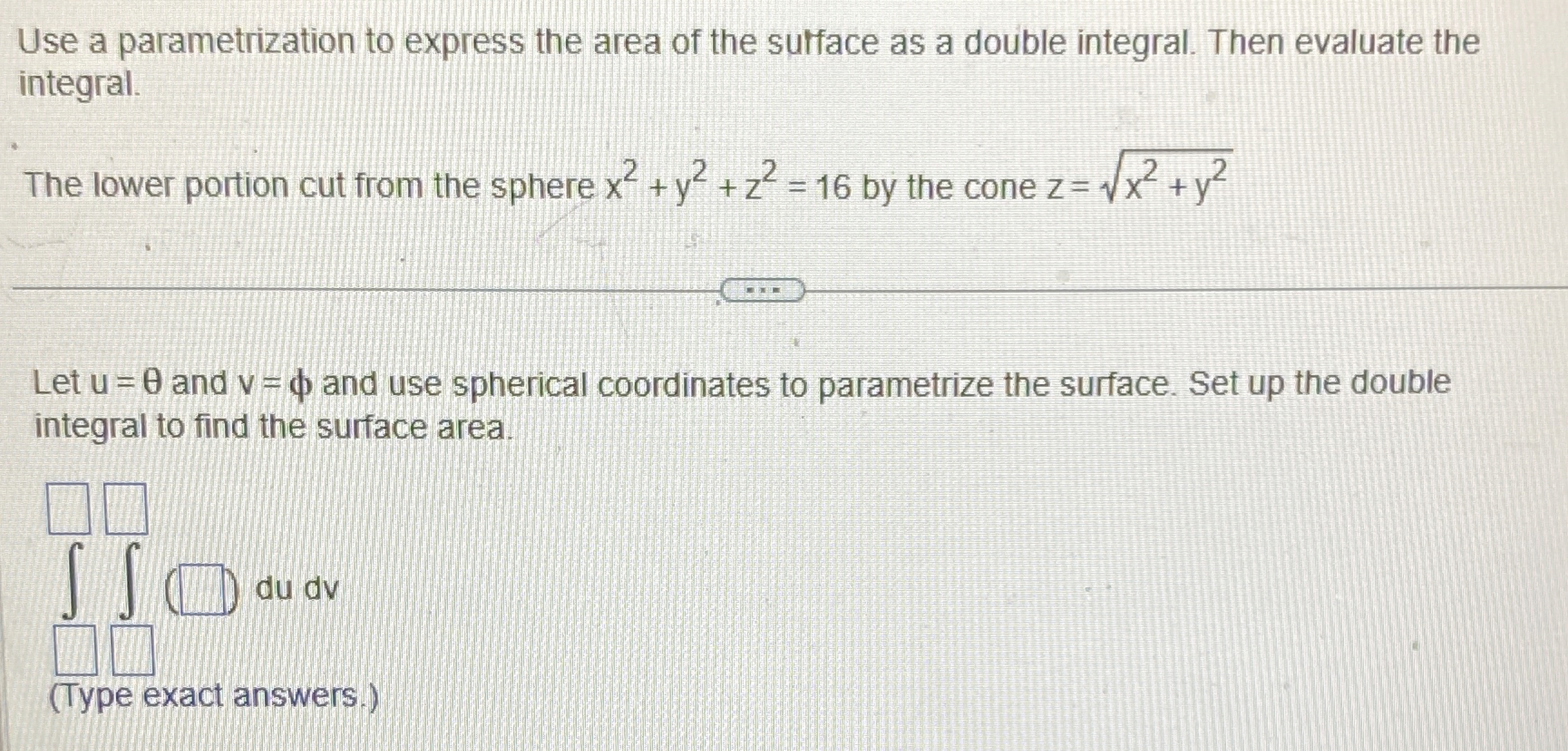 Use a parametrization to express the area of the