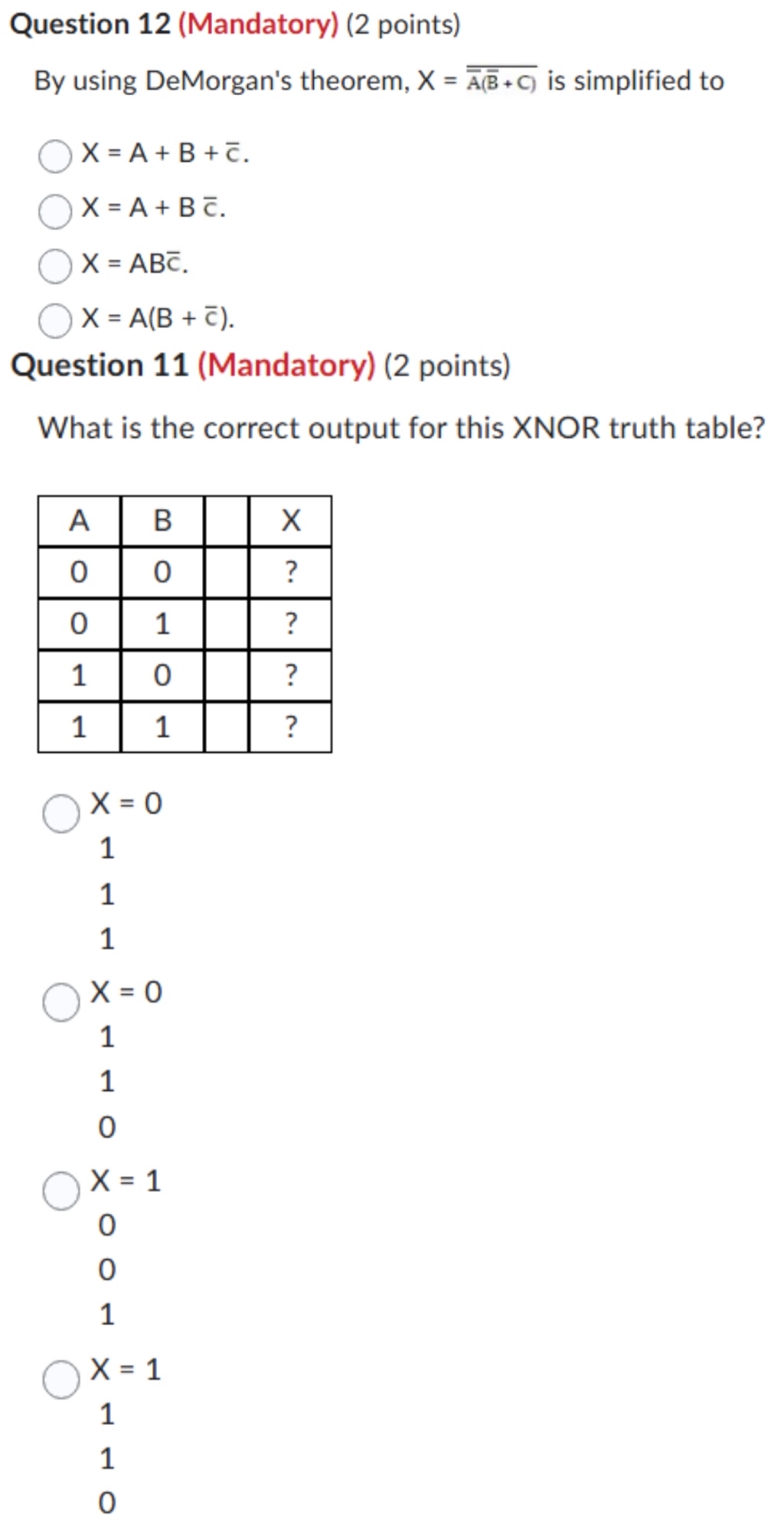 Question 1 2 ( Mandatory ) ( 2 points ) By using