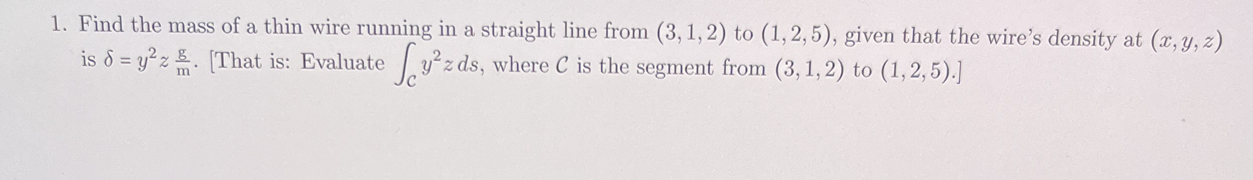 Find the mass of a thin wire running in a