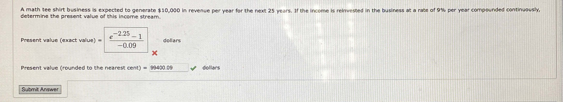 determine the present value of this income