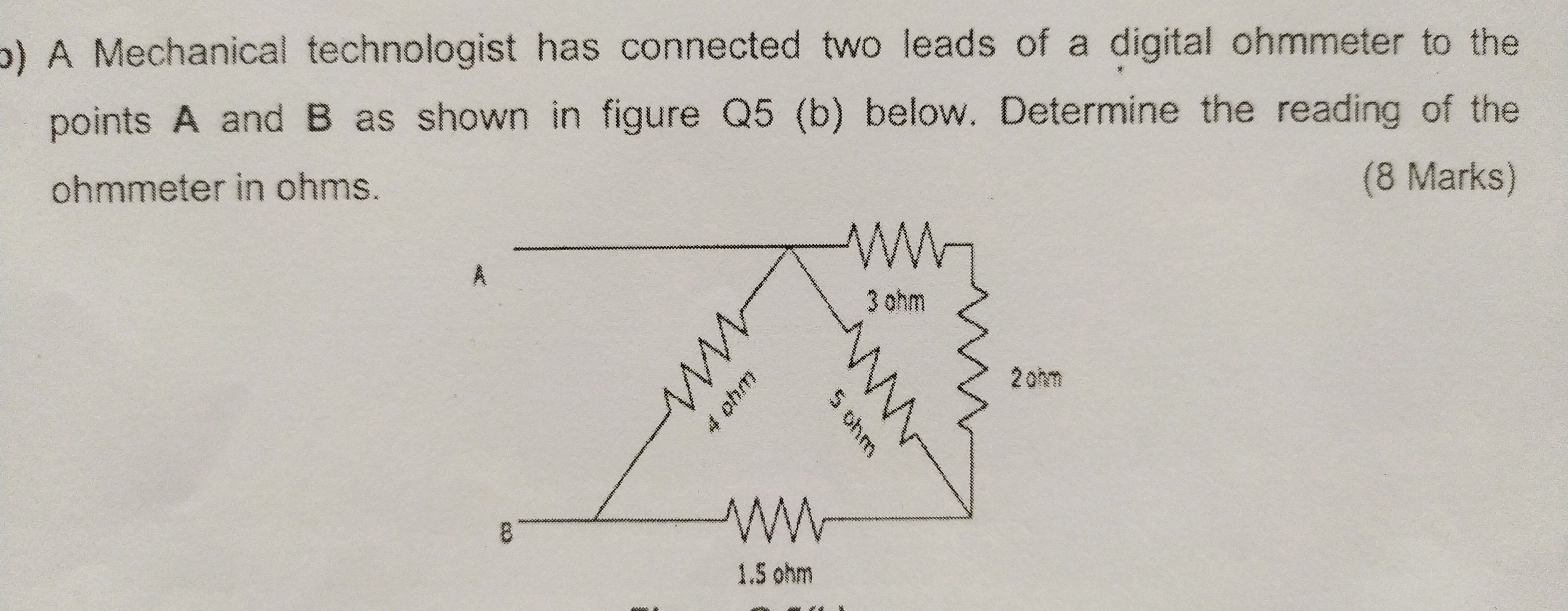 A Mechanical technologist has connected two leads