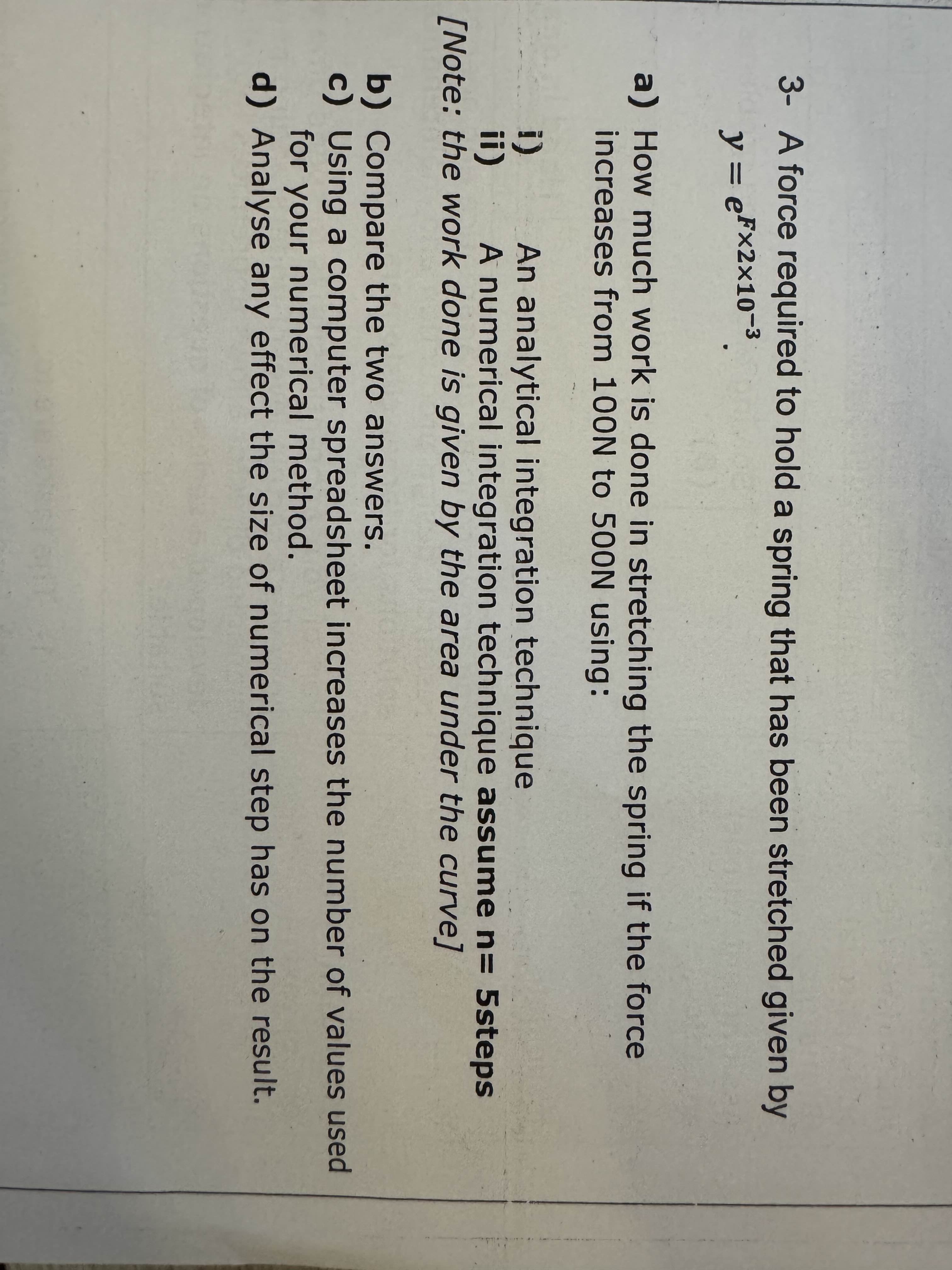 For part ii , assume that n = 5 steps 3 - A force