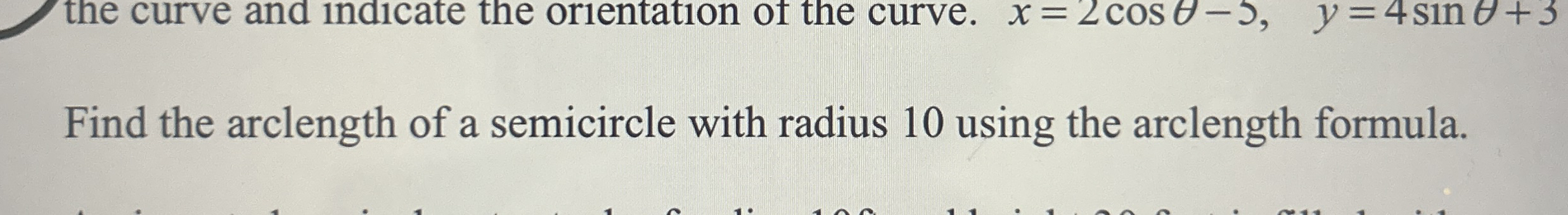 Find the arclength of a semicircle with radius 1