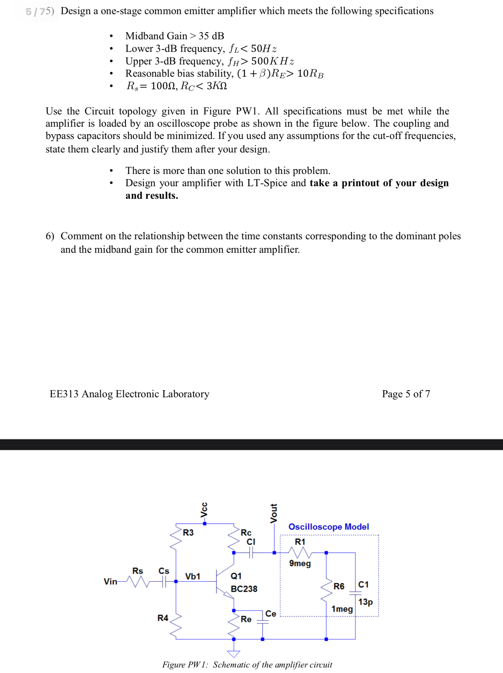 5 7 5 Design a one - stage common emitter