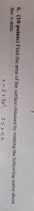 ( 1 0 points ) Find the area of the surface