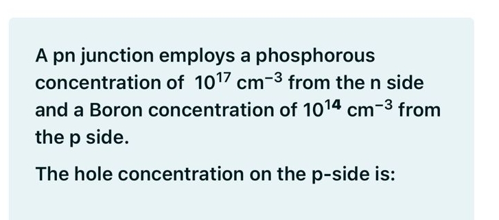 A pn junction employs a phosphorous concentration