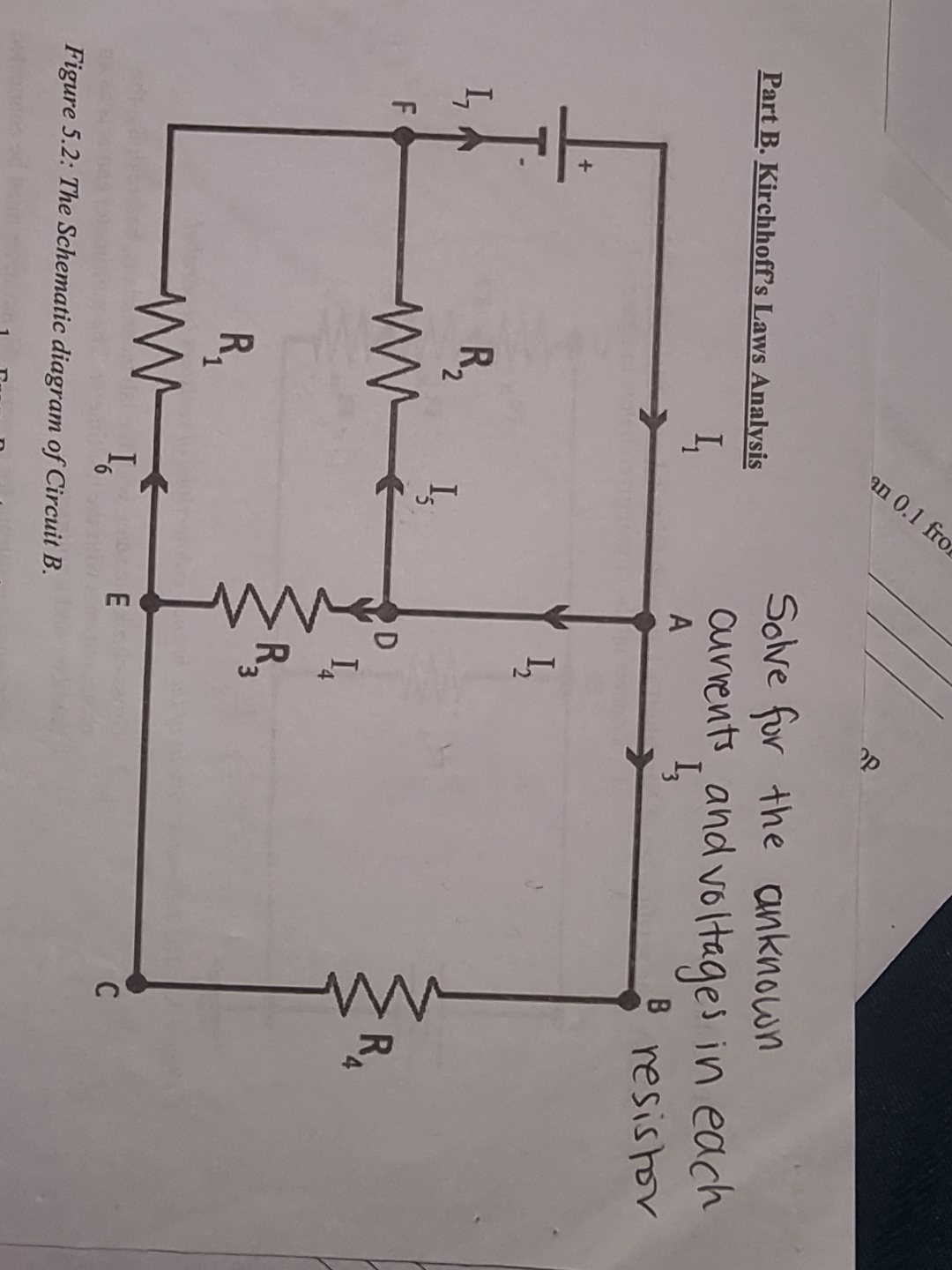 Part B . Kirchhoff's Laws Analysis Solve for the