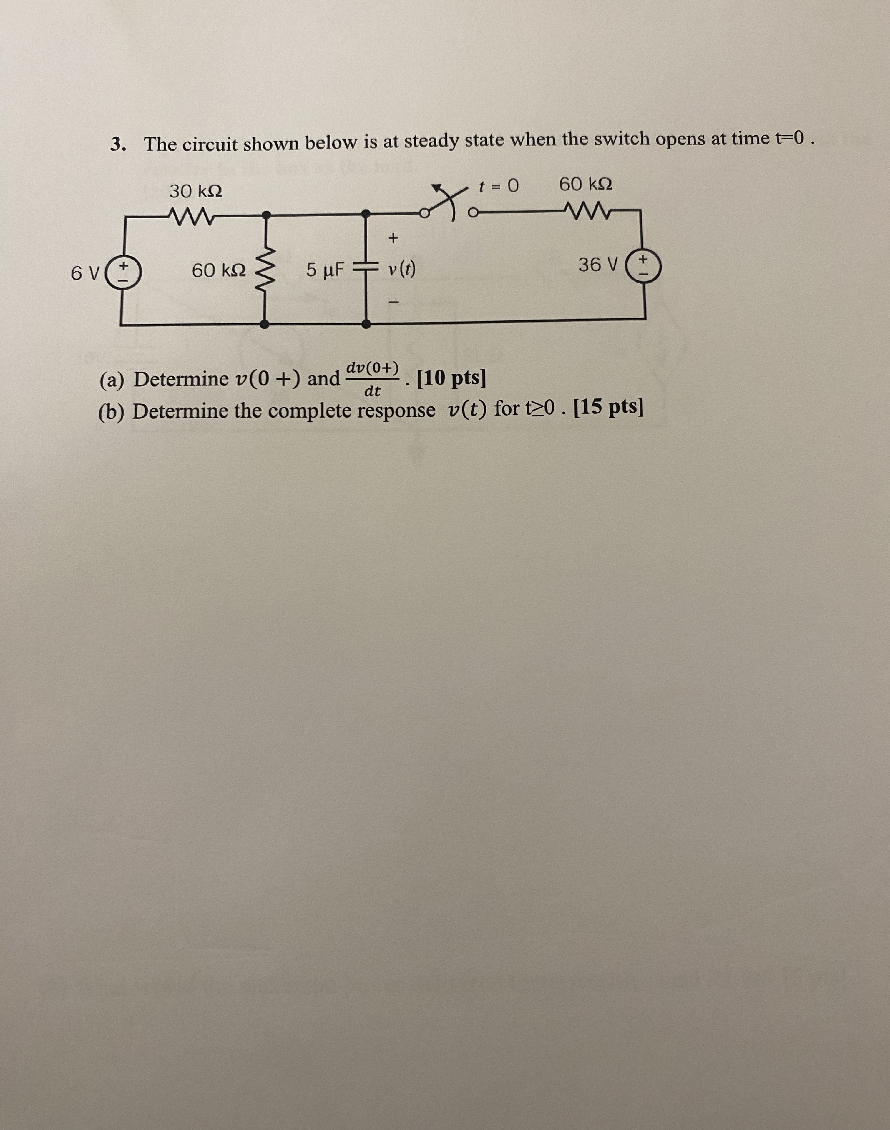 The circuit shown below is at steady state when