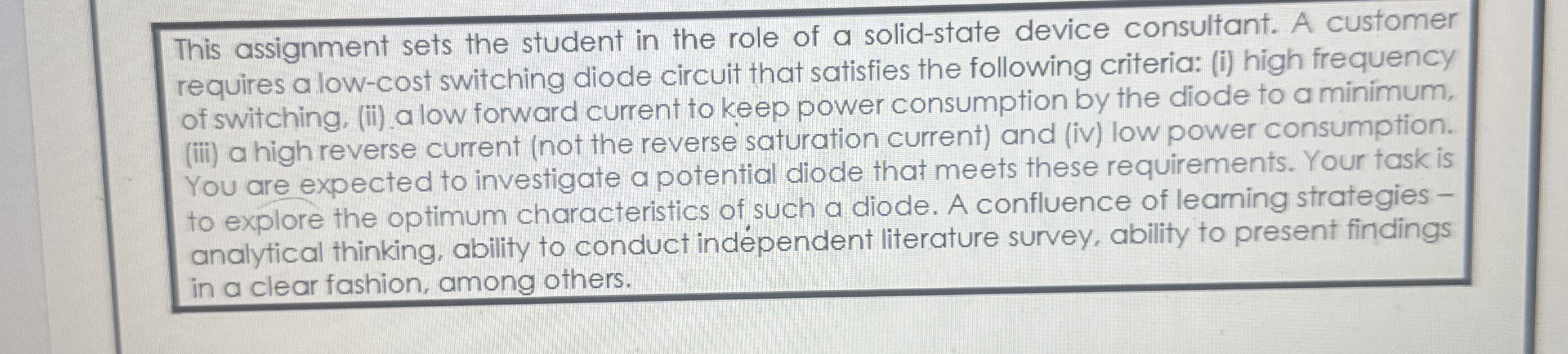 This assignment sets the student in the role of a