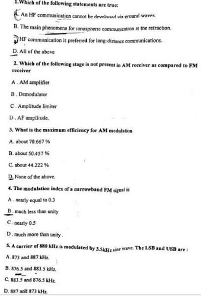 1 . Which of the following statements are true: A