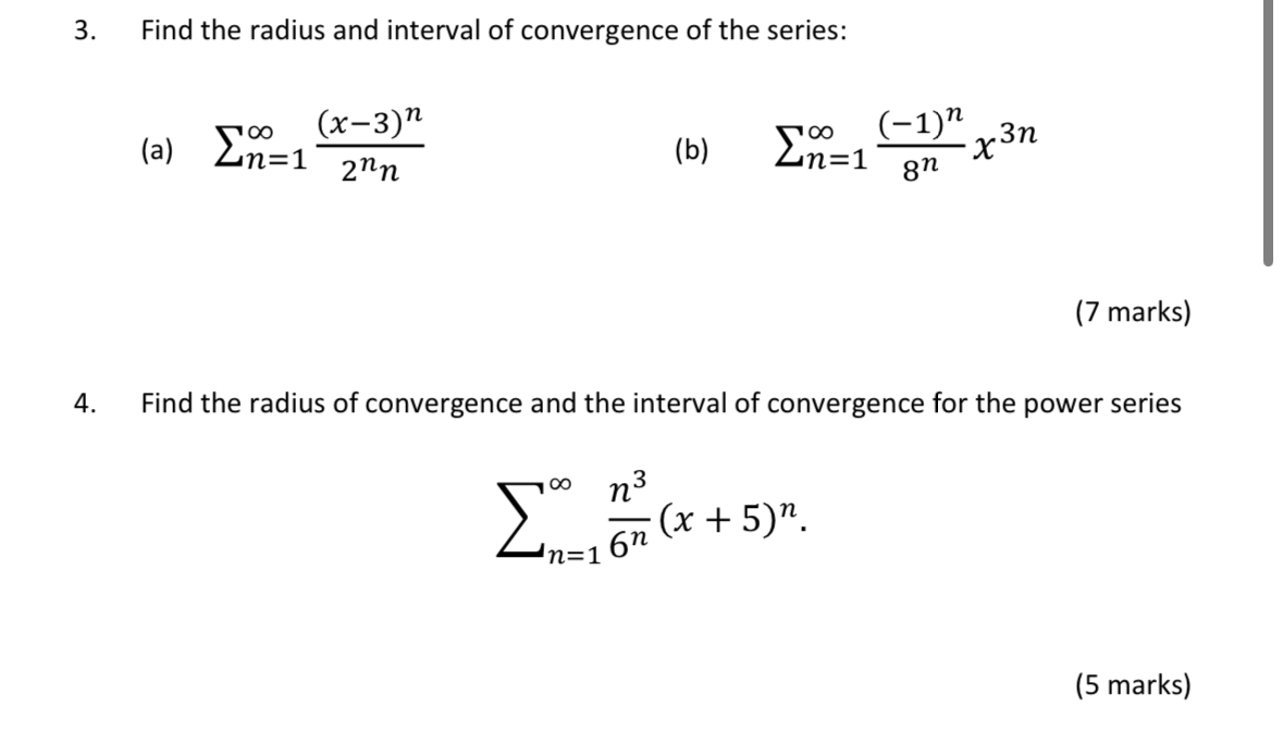 Find the radius and interval of convergence of