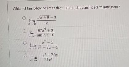 Which of the following limits does not produce an