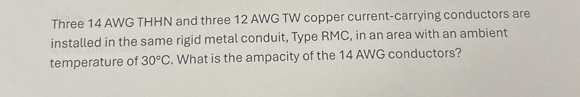 Three 1 4 AWG THHN and three 1 2 AWG TW copper