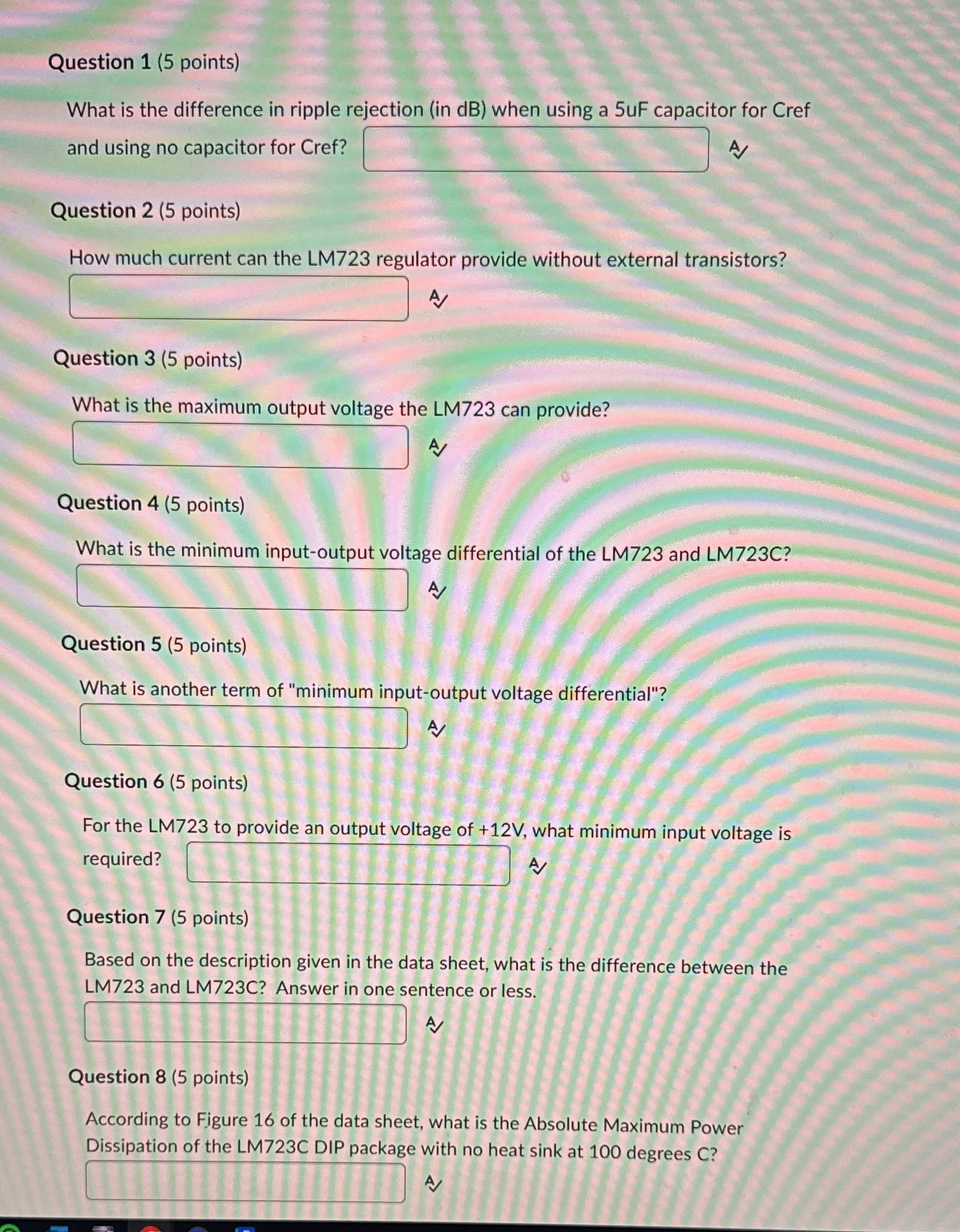 Question 1 ( 5 points ) What is the difference in