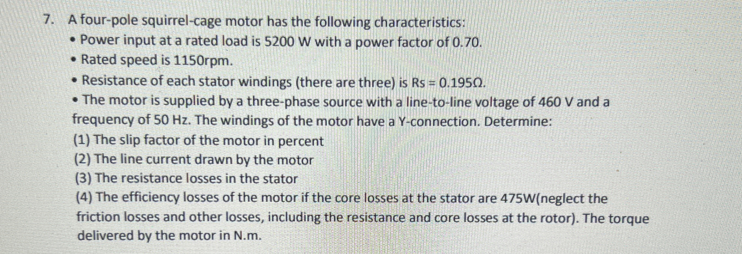A four - pole squirrel - cage motor has the