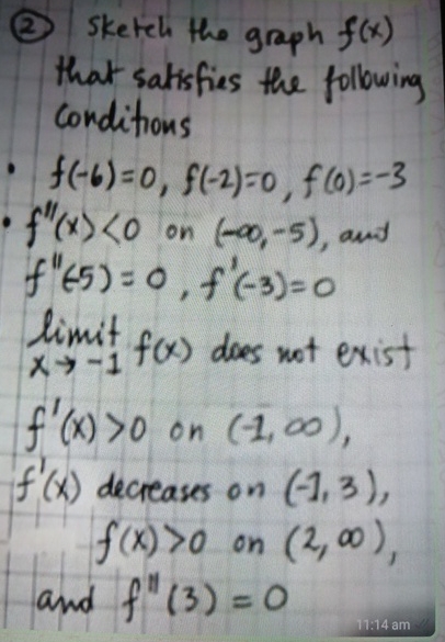 ( 2 ) Sketch the graph f ( x ) that satisfies the