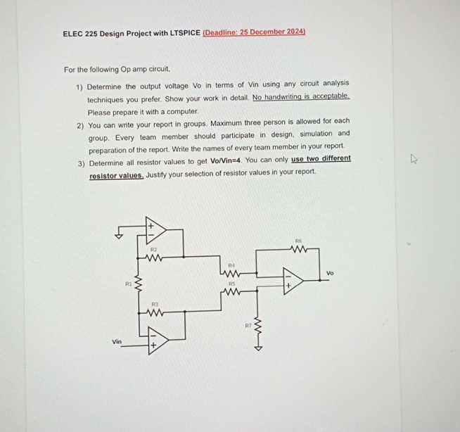 ELEC 2 2 5 Design Project with LTSPICE q , For