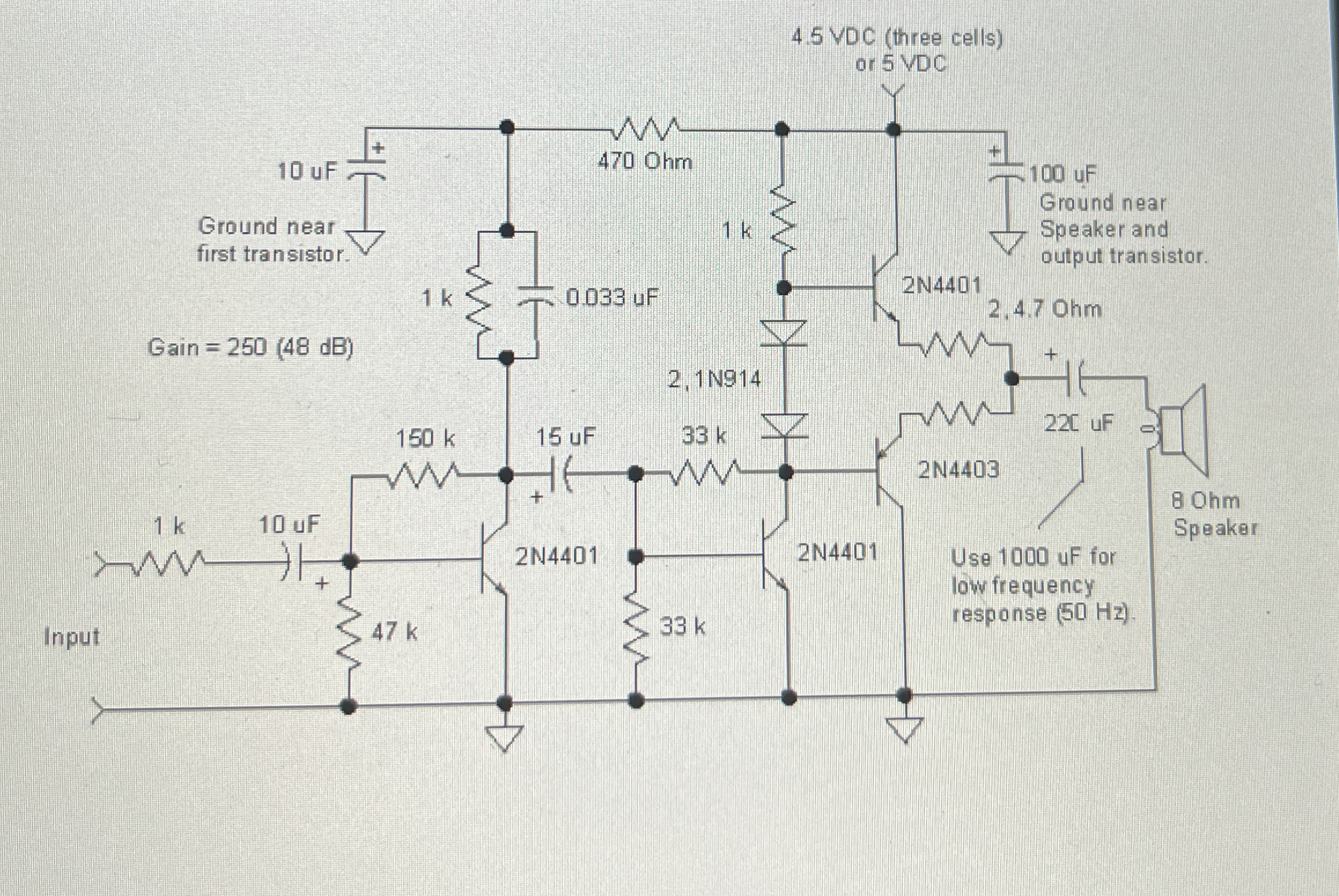In the amplifier circuit, identify each amplifier