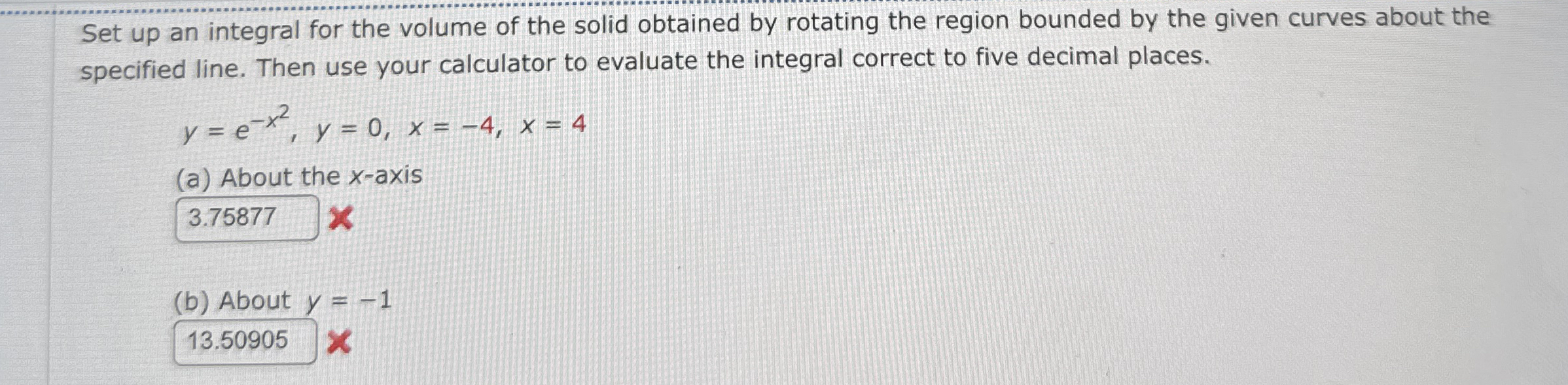 Set up an integral for the volume of the solid