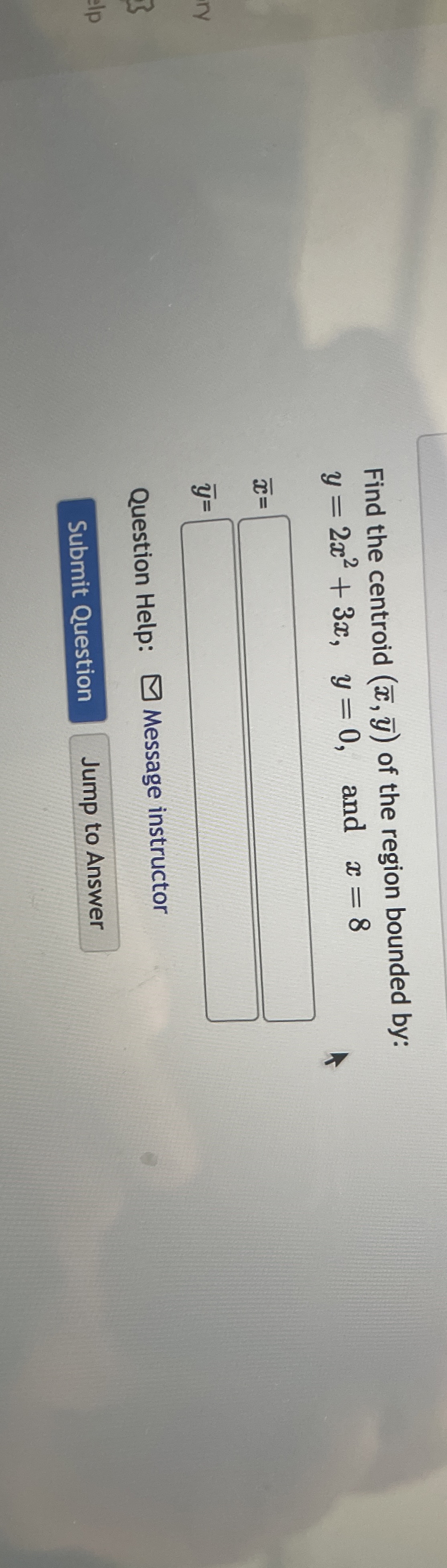 Find the centroid ( x , b a r ( y ) ) of the