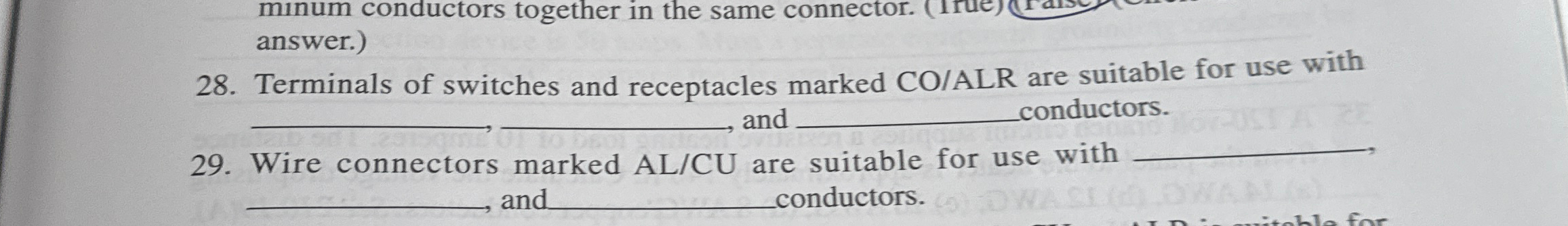 Wire connectors marked A L C U are suitable for