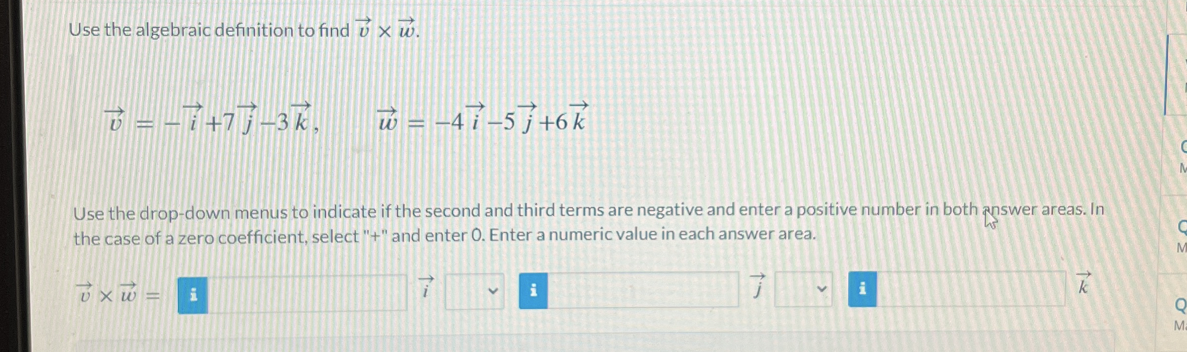 Use the algebraic definition to find vec ( v )