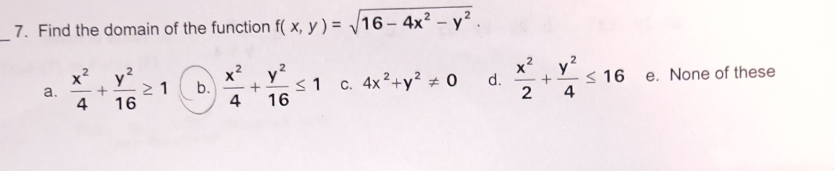 Find the domain of the function f ( x , y ) = 1 6