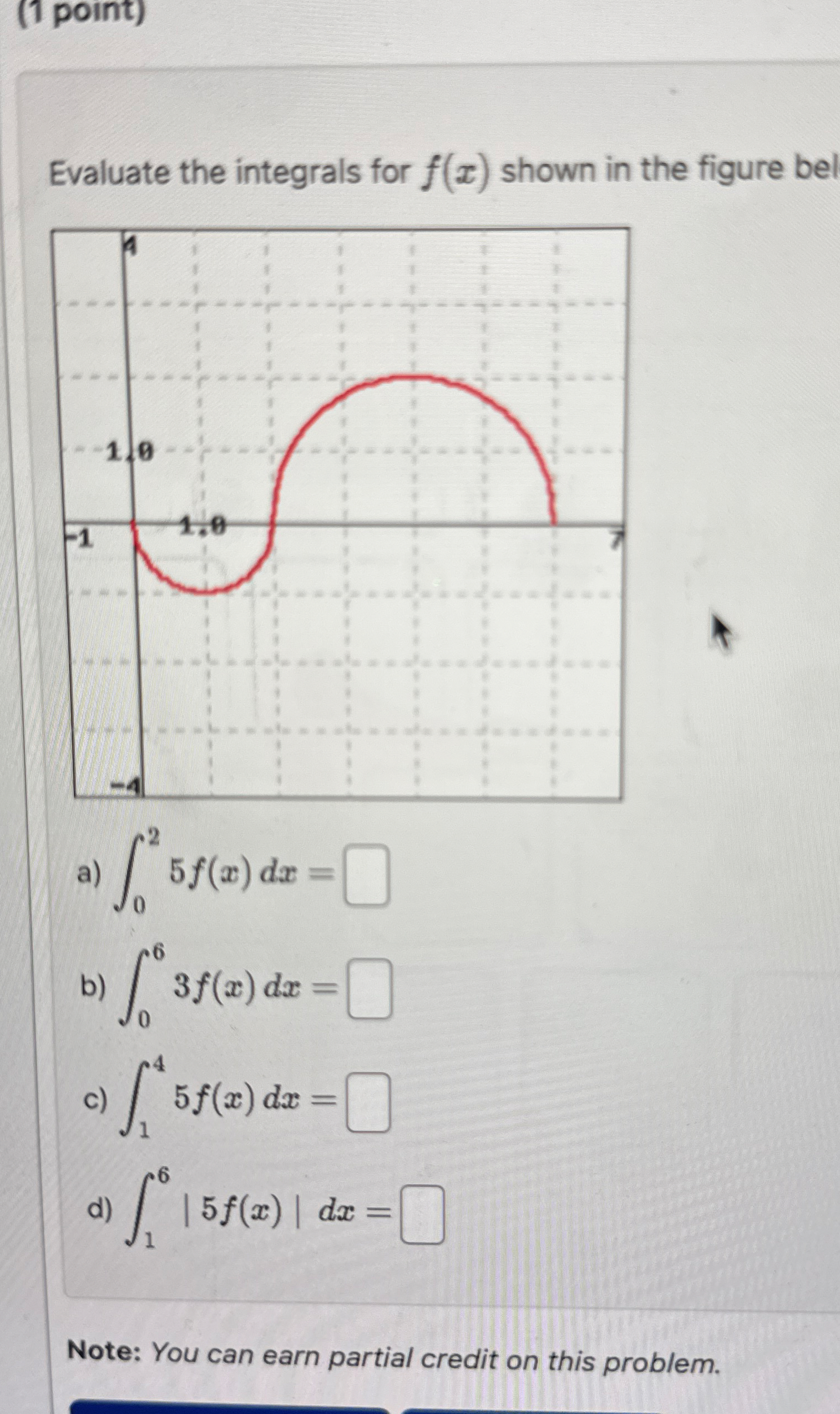 ( 1 point ) Evaluate the integrals for f ( x )