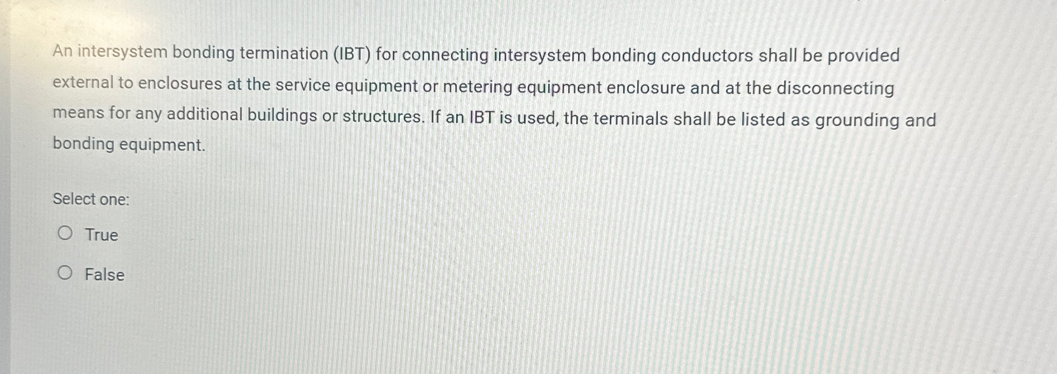 An intersystem bonding termination ( IBT ) for