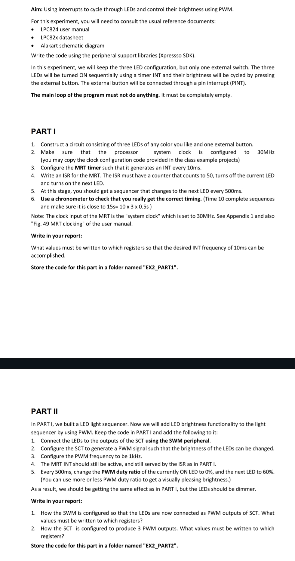 Aim: Using interrupts to cycle through LEDs and