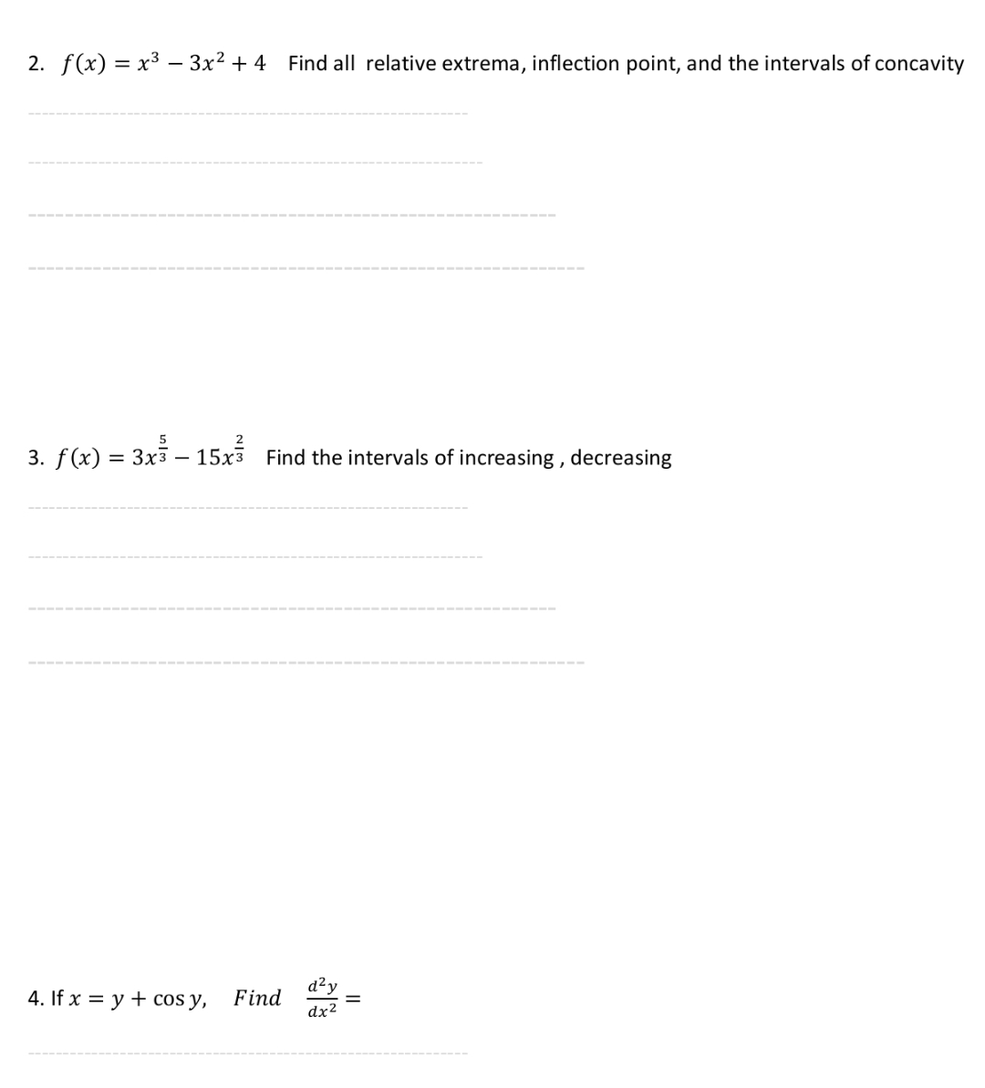f ( x ) = x 3 - 3 x 2 + 4 , Find all relative