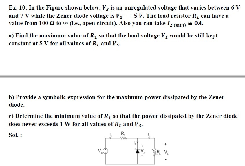 Ex . 1 0 : In the Figure shown below, V S is an