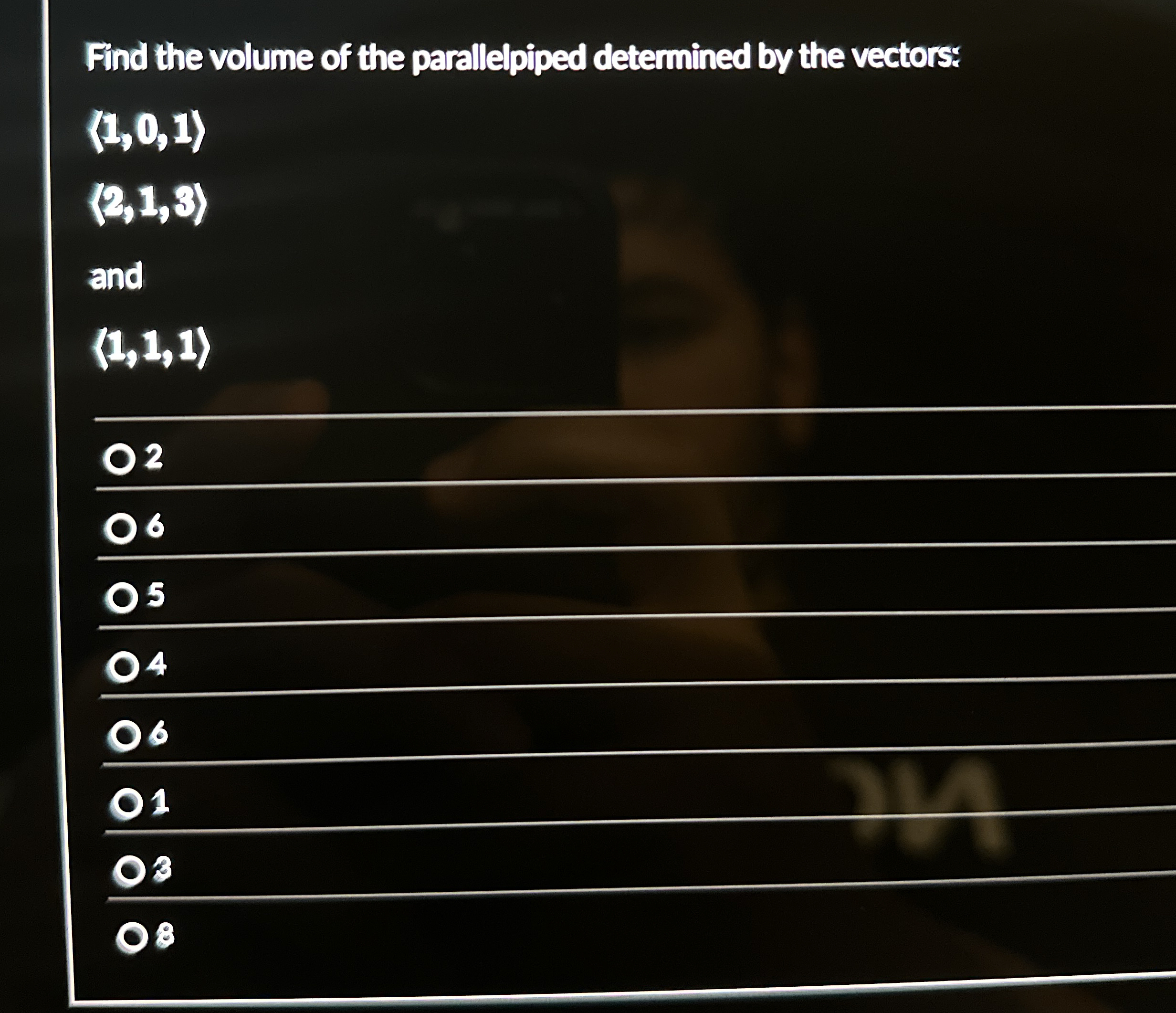 Find the volume of the parallelpiped determined