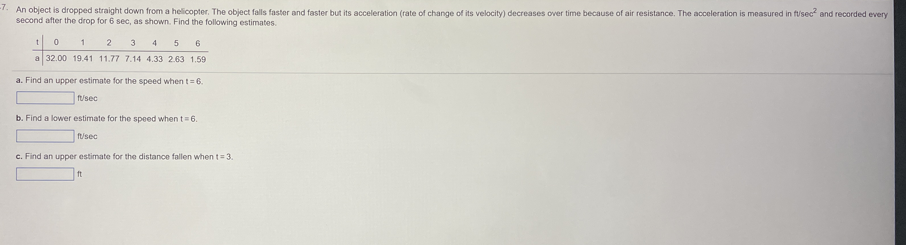 second after the drop for 6 sec , as shown. Find