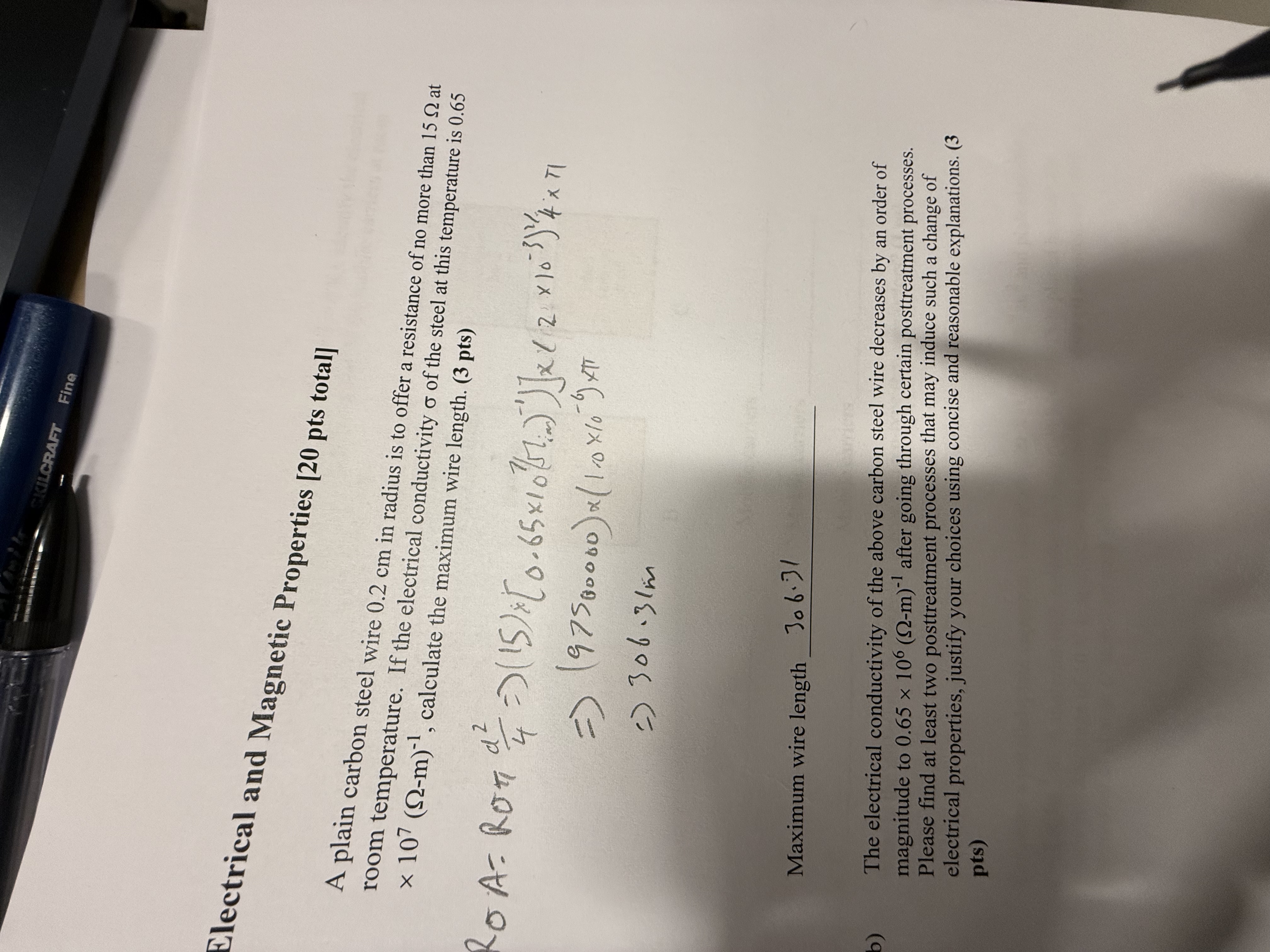Electrical and Magnetic Properties [ 2 0 pts