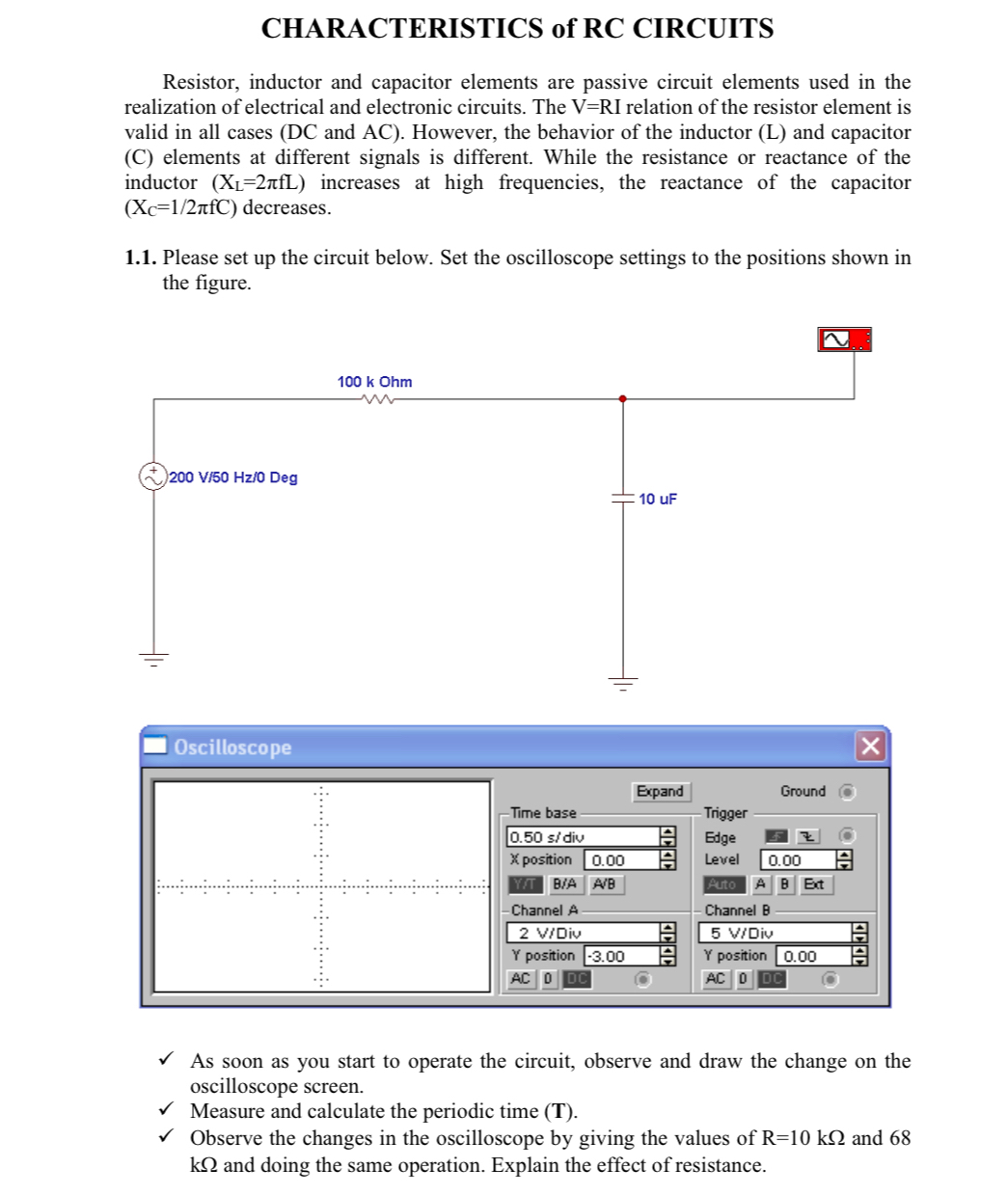 CHARACTERISTICS of RC CIRCUITS Resistor, inductor