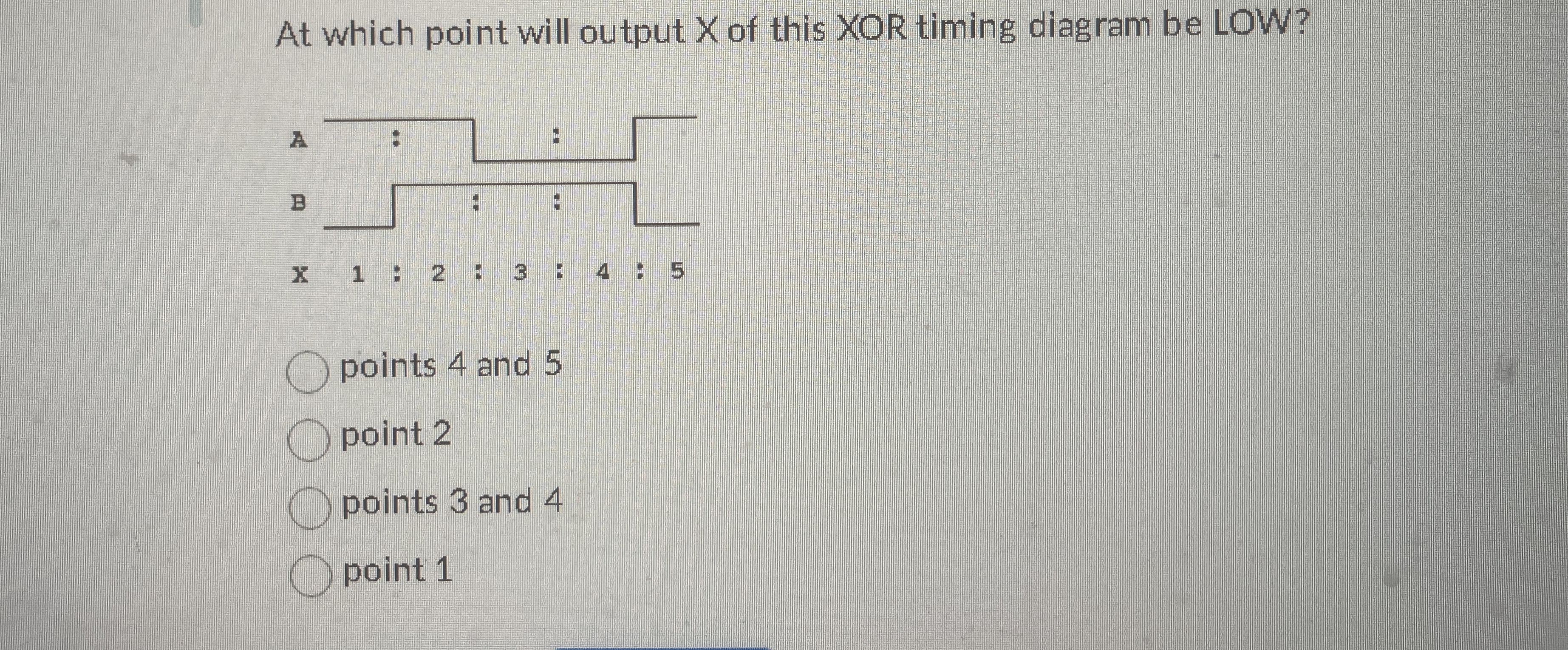 At which point will output x of this XOR timing