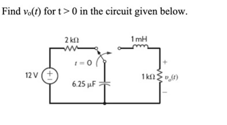 Find v _ ( o ) ( t ) for t > 0 in the circuit