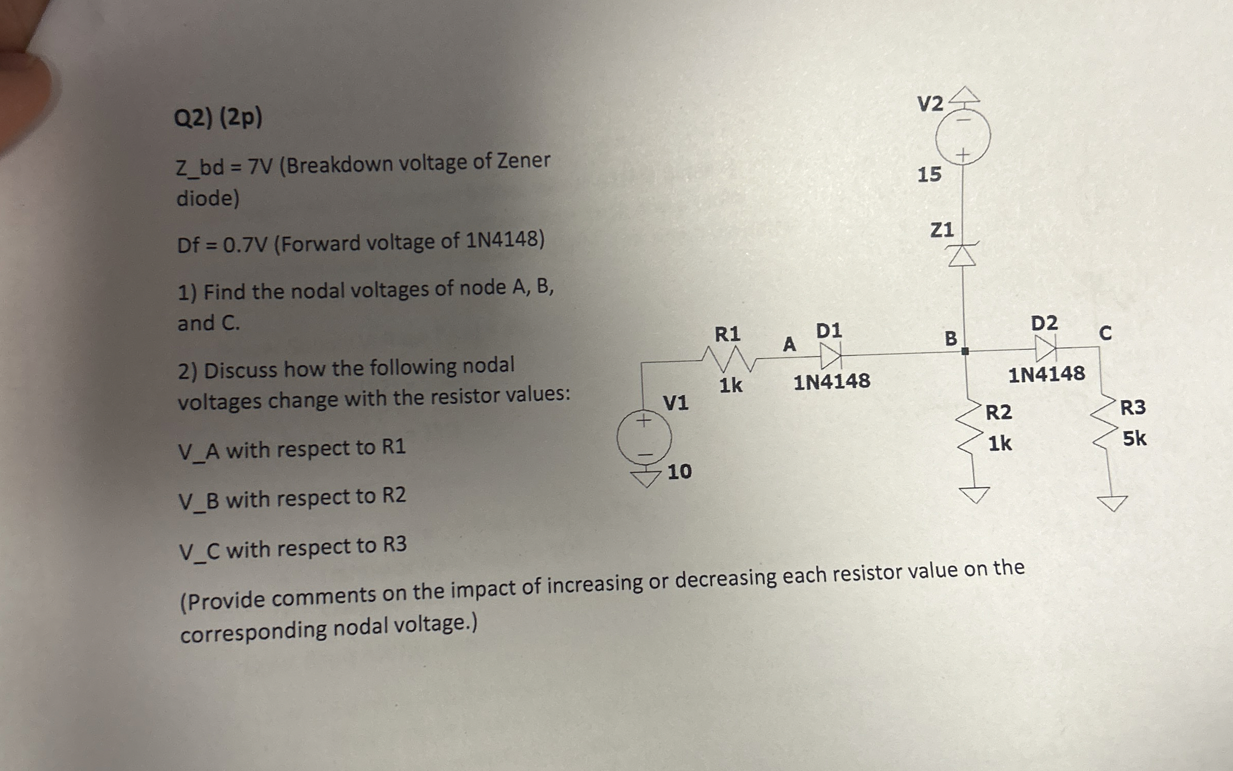 Q 2 ) ( 2 p ) Z _ bd = 7 V ( Breakdown voltage of