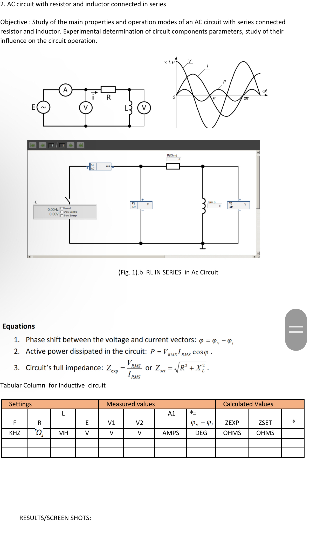AC circuit with resistor and inductor connected