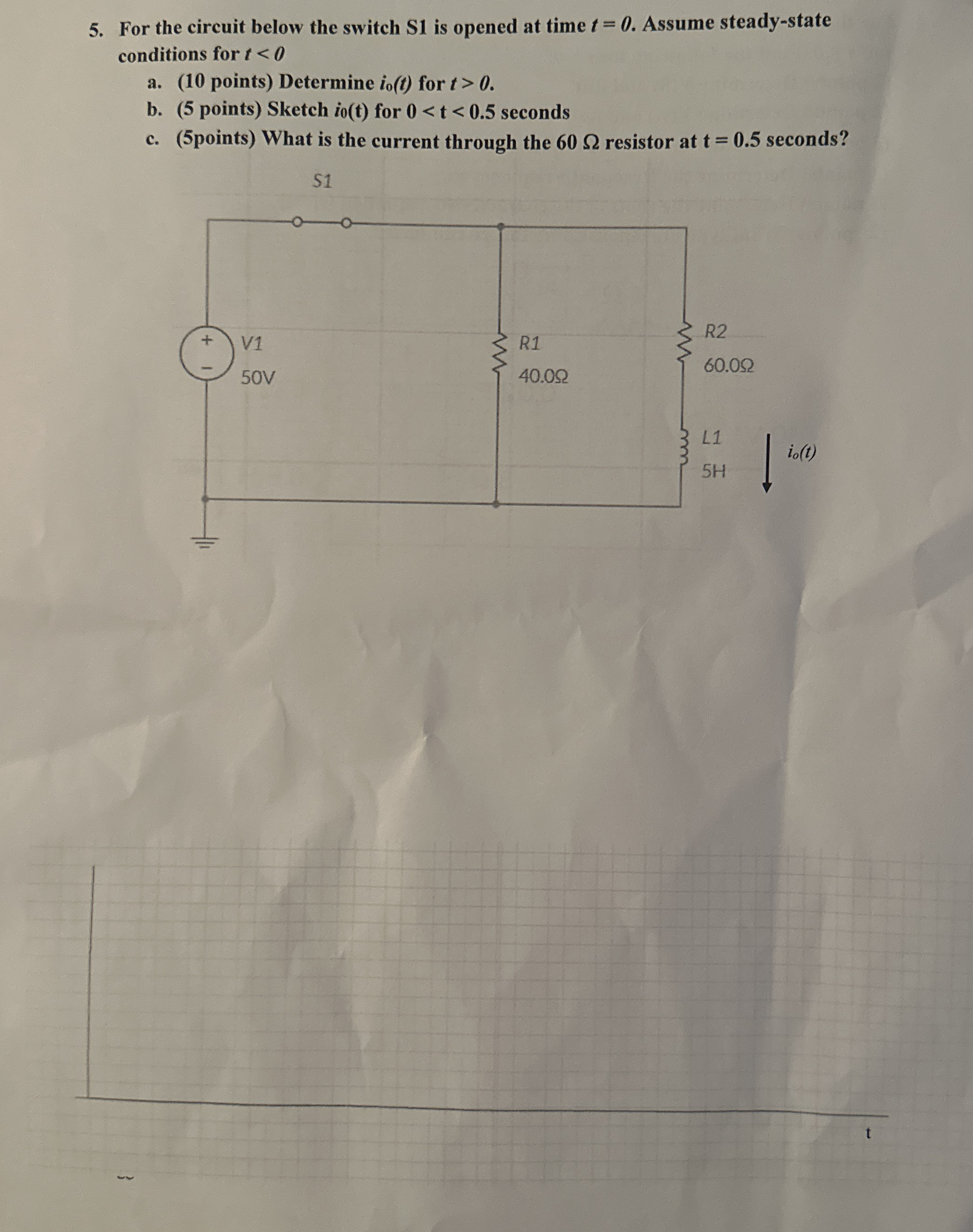 For the circuit below the switch S 1 is opened at