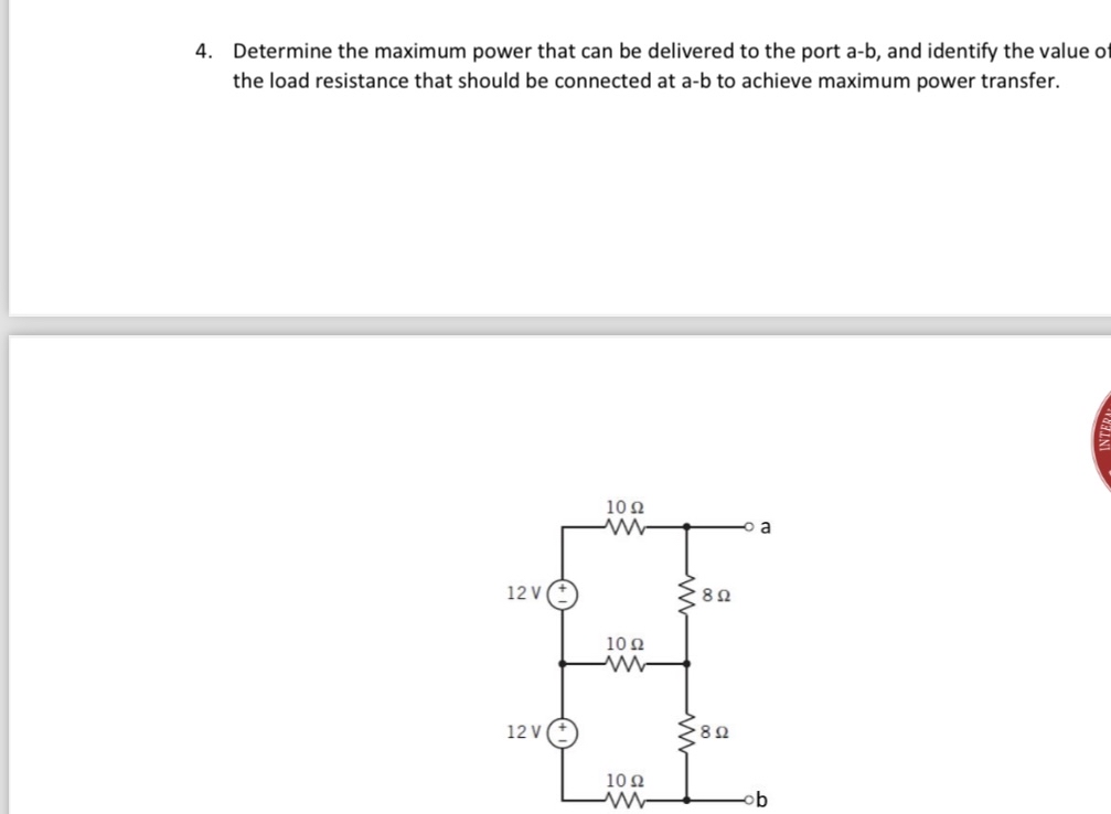 Determine the maximum power that can be delivered