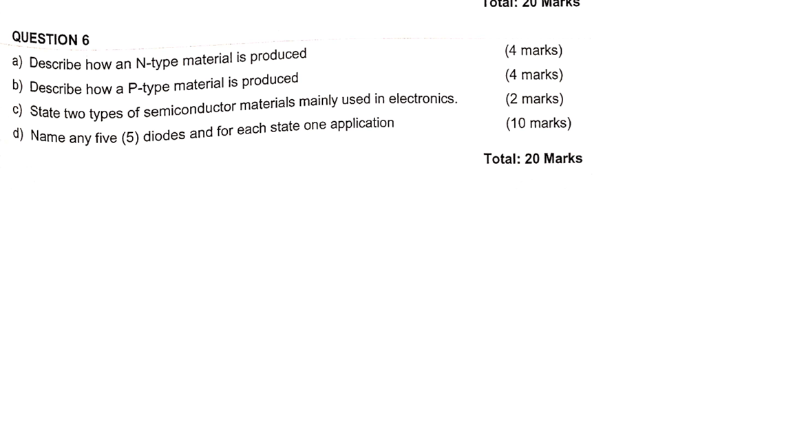 QUESTION 6 a ) Describe how an N - type material