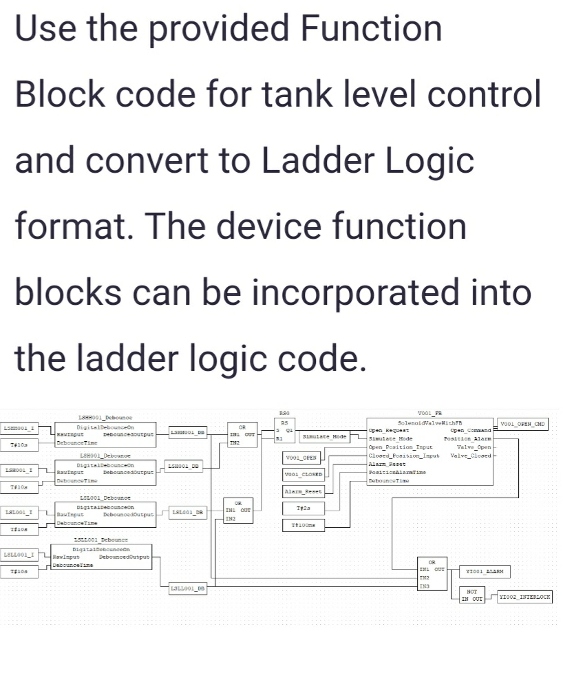 Use the provided Function Block code for tank