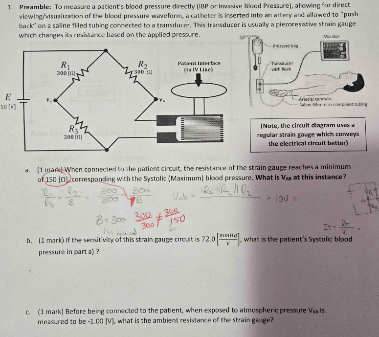 Preamble: To measure a patient's blood pressure