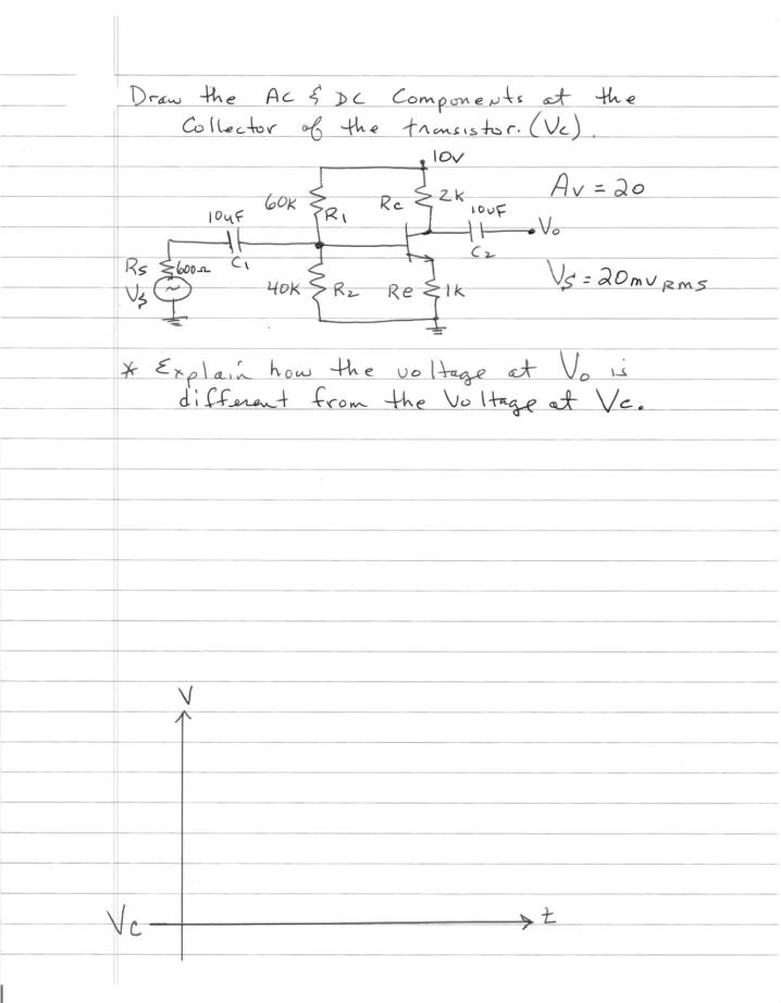 Draw the A C & D C Components at the Collector of