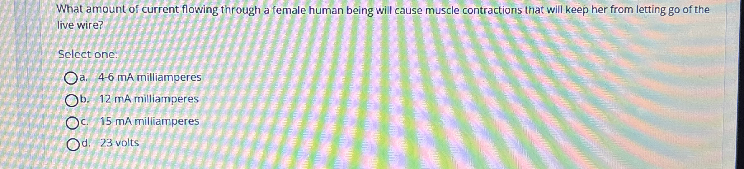 What amount of current flowing through a female