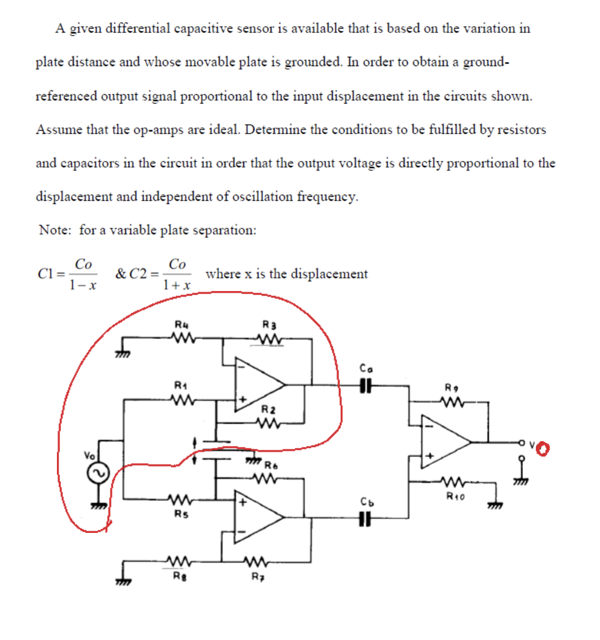 A given differential capacitive sensor is