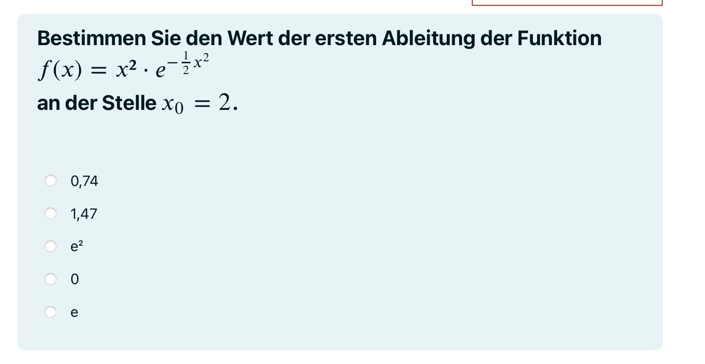 Bestimmen Sie den Wert der ersten Ableitung der